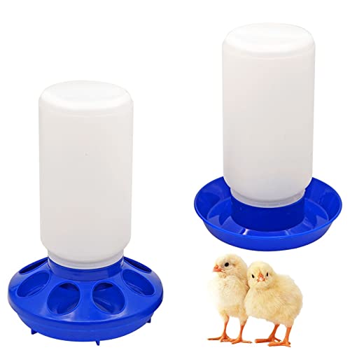 Chicken Feeder and Waterer Kit Set Automatic Chicken Waterer Feeder Poultry Duck Quail Chick Baby Bird Water Dispenser no Waste Poultry Coop Accessories Supplies(Blue) - color: Blue