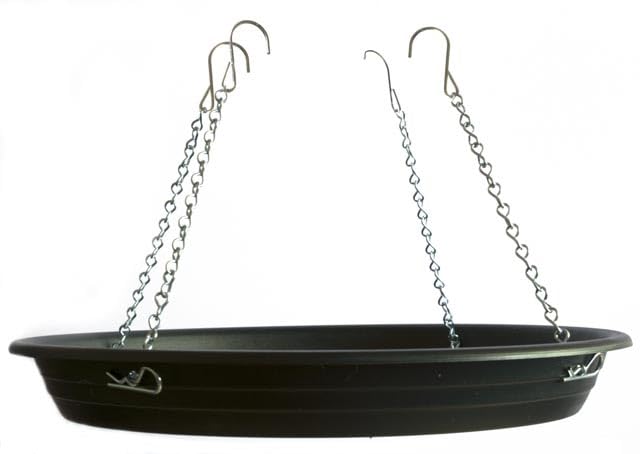 Bird Seed Catcher Tray and Platform Feeder with Adjustable Length Chains (12.5" Wide Black)