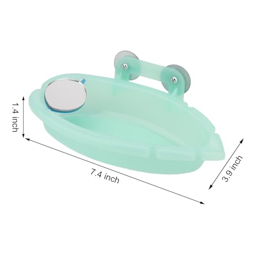 Wontee Bird Bath with Mirror for Small Birds Budgie Parakeet Cage, Green | Mirror design for fun & stimulation, easy to install and clean, stable, 7.4x3.9x1.4 inch size for lovebirds/canaries/finches - color: Green