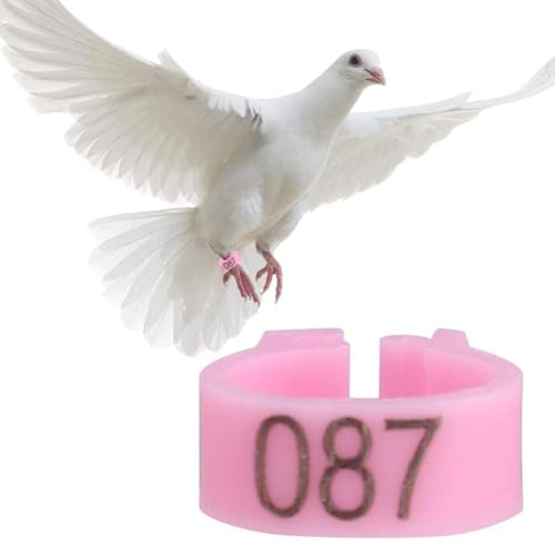 100PCS/Bag 8MM Plastic Pigeon Bands Rings, 001-100 Numbered Plastic Pigeon Bird Leg Bands Rings with Number()
