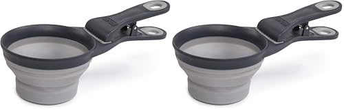 Dexas Pets Collapsible KlipScoop Collapsible Dry Dog Food Scoop and Dog Food Bag Clip, 1 Cup Capacity, Light Gray (PW660432429) (Pack of 2) - color: Light Gray, size: 1 Cup Capacity (Pack of 2)