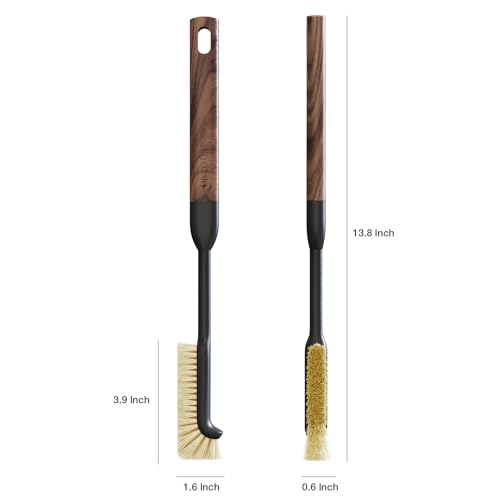 Cleaning Brush, Diveotree Hard Bristle Brush for Deep Cleaning Grout, Sink, Cup, Teapot, Bottle, Blender, Multi-Purpose Brush wih Long Handle for Kitchen (Black) - color: Black
