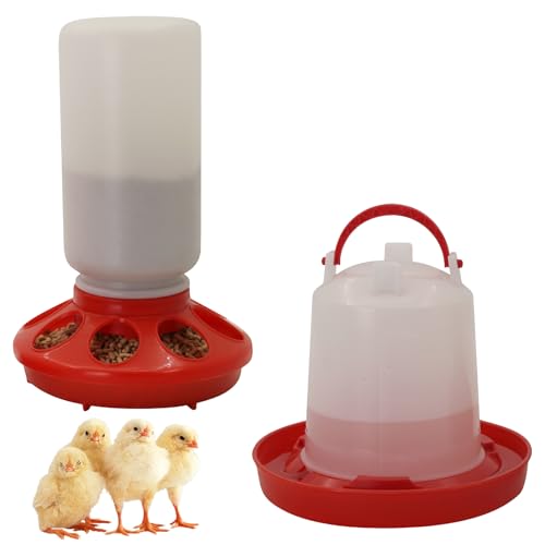 Chick Feeder and Waterer kit 1L Drinker & Feeder for Chickens Broilers,& Birds Quail Pigeon