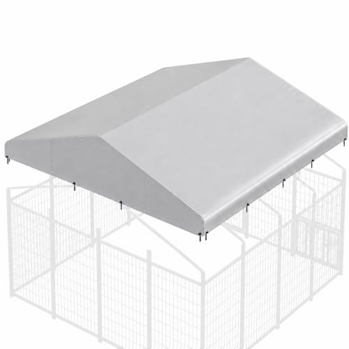 ROOMTEC 10 x 10 FT Outdoor Dog Kennel Cover, Replacement Canopy Only | Silver, 210D Coated Oxford, Waterproof, UV, 18 Secure Fasteners, Designed for ROOMTEC Kennels - size: 10.0"L x 10.0"W x 2.5"H