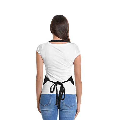 DALIX Apron Commercial Restaurant Home Bib Spun Poly Cotton Kitchen Aprons (2 Pockets) in Black - color: Black