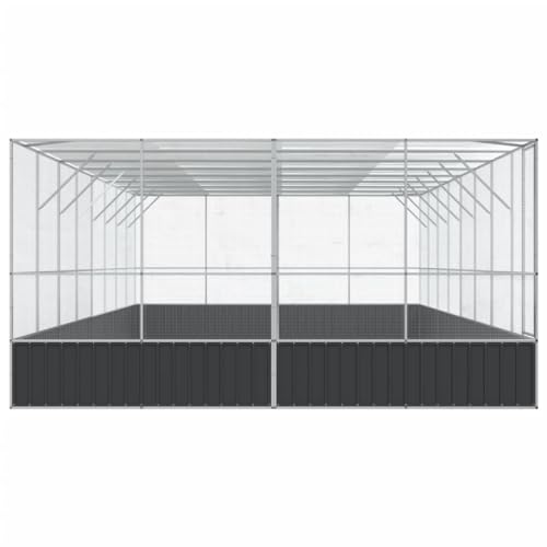 Large Outdoor Bird Aviary with Extension, 327.6"x163"x83.5" Galvanized Steel Wire Mesh Parrot Cage, Walk in Poultry Pen Run for Chickens Ducks Rabbits, Silver - color: Silver-I