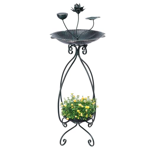 VCUTEKA Bird Bath with Flower Planter, birdbath for Outdoors Garden Decor | 33" Height Vintage Bird Bath with Flower Planter Pedestal, bird baths for Outdoors Garden Yard Patio Lawn Decor