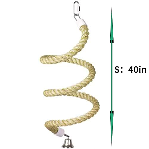 Bird Spiral Rope Perch, Bird Hemp Rope Swing Perch, Bird Cage Stand Pole Accessories, Bird Standing Climbing Toy for Parrot Parakeet Budgies Lovebirds Cockatiels (Small) - size: Small