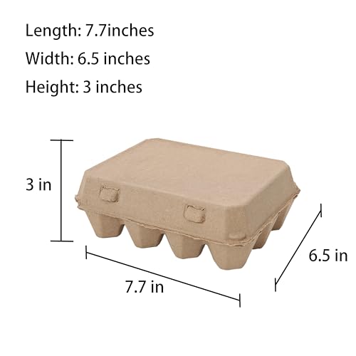 25 Pack Egg Cartons, 3x4 Style Reusable Egg Cartons Cheap Bulk | Empty Natural Paper Pulp Egg Cartons Bulk, Sturdy Design Egg Carton for Fresh Chicken Eggs