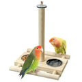 Tfwadmx Bird Perch with Stainless Steel Feeding Bowl Cups Parrot Wood Perch Stand Toy Hanging Feeder for Conures Cockatiels Budgie Lovebird
