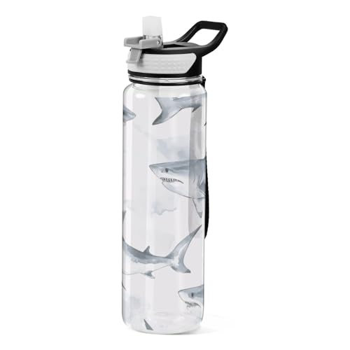 Shark 32 oz Water Bottle - Clear Tritan, BPA-Free, LeakProof with Carry Strap for Sports, Gym & Outdoor Activities - color: D169