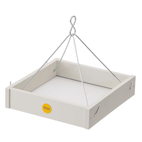 Birds Choice GSHPF100 Tray Feeder, Recycled Hanging Tray Bird Feeder, Small, White | Open Platform Welcomes a Variety of Wild Birds, Poly Lumber Build, Easy to Fill and Rinse Clean - color: White
