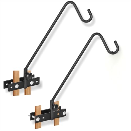 2 Pack 13.5 Inch Deck Hooks for Vertical Railing, Adjustable Deck Bird Feeder Hanger for Hanging Lanterns, Wind Chimes, Flower Baskets, Suet Feeders - size: 13.5 Inch