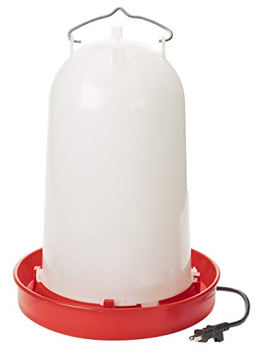 API 3 Gallon Heated Chicken or Bird Waterer with Overheating Protection, Galvanized Steel Handle, and Easy to Fill Funnel Design, White | Drinking Water Tank Trough with Overheating Protection, Galvanized Steel Handle, and Easy to Fill Funnel Design