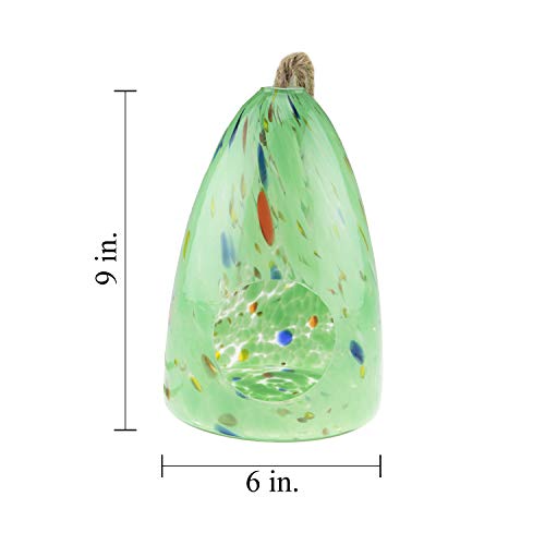 CLEVER GARDEN Glass Bird Feeder, Hanging Outdoor Decoration for Wild Birds, Green Chunky