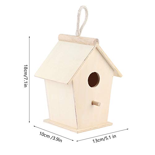 Bird House for Outside,Wooden Bird Houses,Unfinished Hanging Birdhouse,Garden Patio Decorative Nest Box Bird House,for Wrens, Swallows, Finches, Chickadee