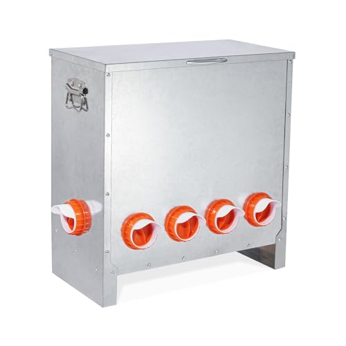 Automatic Chicken Feeder Large Capacity Metal Poultry Feeder 85lbs 6-Ports - color: 85lb with 6 Ports