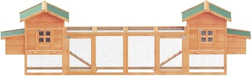 160" Large Chicken Coop, Waterproof Outdoor Hen House for 6-8 Chickens, Wooden Chicken House with Nesting Box, Removable Tray, PVC Cover, Run, for Garden Backyard Cage - size: 161.5"L x 26.0"W x 44.5"H