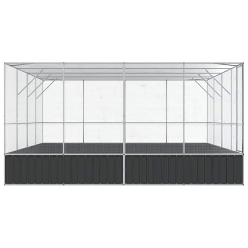 Galvanized Steel Aviary for Birds, Large Parrot Cage with Lockable Door, 164.6x163x83.5 Inch Outdoor Bird Enclosure for Budgies, Rabbits, Ducks, Chickens