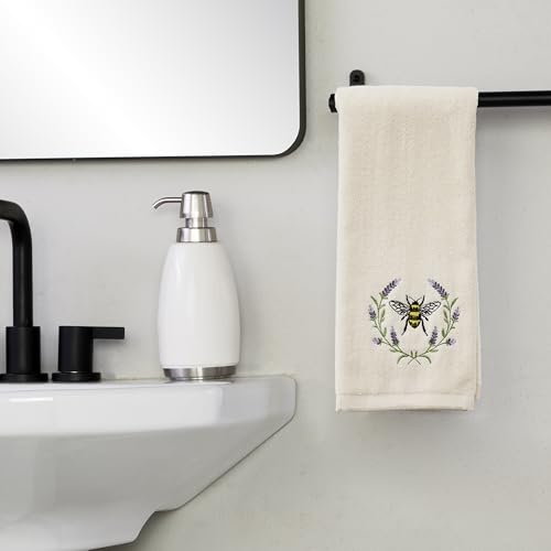 SKL Home Bee Lavender 100% Cotton Embroidered 2pc Hand Towel Set, Decorative for Bath/Kitchen/Bar & Gift, Natural - color: Bee Lavender