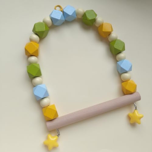 Birds Swing Parrot Hanging Toy Wooden Perch Bird Chew Toys for Love Birds，Parakeet，Cockatiel, Mynah, Budgerigar (Yellow Green, Medium) - color: Yellow Green