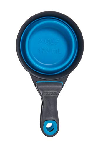 Dexas Popware for Pets Collapsible Klip Scoop, 3-in-1 Pet Food Scoop, Measuring Cup and Bag Clip, 2 Cup Capacity, Pro Blue - color: Pro Blue, size: 2 Cup Capacity