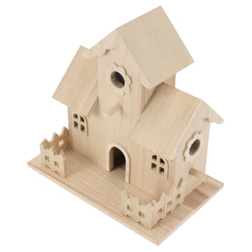 Wooden Bird House Unfinished Birdhouse to Paint for Kids and Adult Wood Hanging Sleeping Nest for Bird Squirrel Conure and Parrot