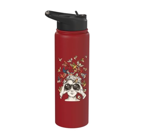Bird Nerd Birdwatcher Birdwatching Bird Watcher Birder Tee Stainless Steel Insulated Water Bottle - color: Red