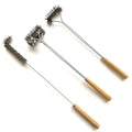 SUNRISE Fryer Brush with Long Handle (Stainless Steel, L, Single, and Double Brush) - color: Stainless Steel, size: L, Single, and Double Brush