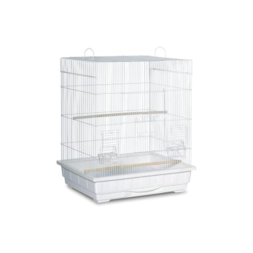 HomeStock Square Roof Bird Cage - Durable Metal Bird Habitat with Spacious Interior Black - color: Black