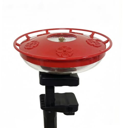 Hummingbird Feeder Fence/Rail Mount or Hanging for Deck/Porch/Balcony 14oz Nectar Feeding Bowl with 5 Ports & 3" Railing Clamp and Metal Hook