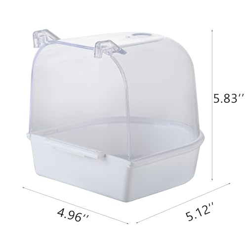 IBWell Clear Bird Bath for Small Birds Parakeet Cage Accessories - Suitable for Cockatiels and Parakeets