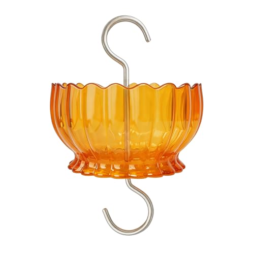 9oz Plastic Ant Moat for Hummingbird Feeder, Yellow Daisy Insect Guard | Stainless Hooks, Floral Buffer, Orange Transparent Nectar Protector, Water Barrier Blocking Bugs, 9 Ounce/270ml Capacity - color: Orange, size: 1PC/Pack