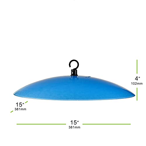 Yellow Recycled Glass Bird Feeder Dome, Hanging Weather Shield with Dual Hooks, Durable Outdoor Protection for Backyard Feeders, Blue - color: Bluebird Blue