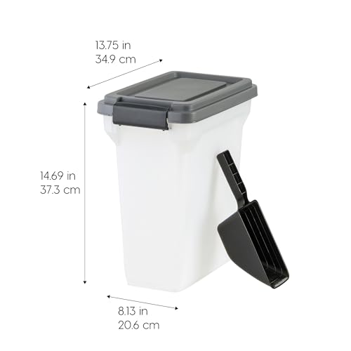 IRIS USA Dog Food Storage Container, Up to 13 lbs, Dark Gray, Made in USA | Includes 2-Cup Scoop, Airtight Seal, BPA-Free, Bird Seed, Cat food, Treats, Keeps Kibble Fresh, Pellets - color: Dark Gray/Clear
