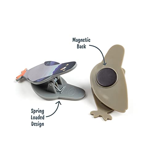 Genuine Fred PECKISH, Pigeon Magnetic Bag Clips, Set of 4, Chip Clips, Bag Clips for Food, or for use on the fridge - style: PECKISH
