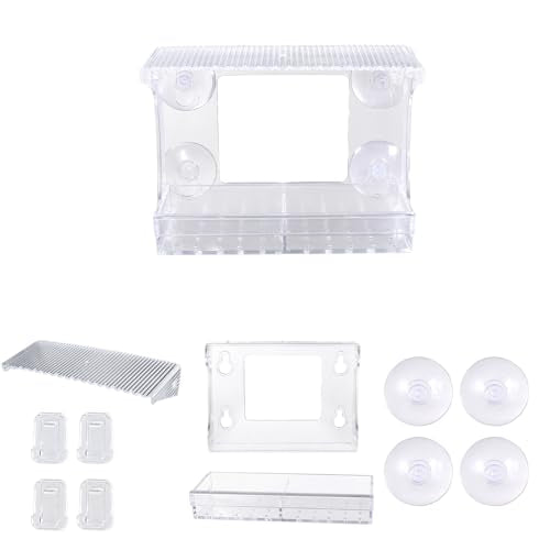 SUQ I OME Window Bird Feeder for Outdoors, Clear Acrylic | Tilted Roof, Strong Suction Cups, Rain Proof, Transparent Wild Bird Watching House