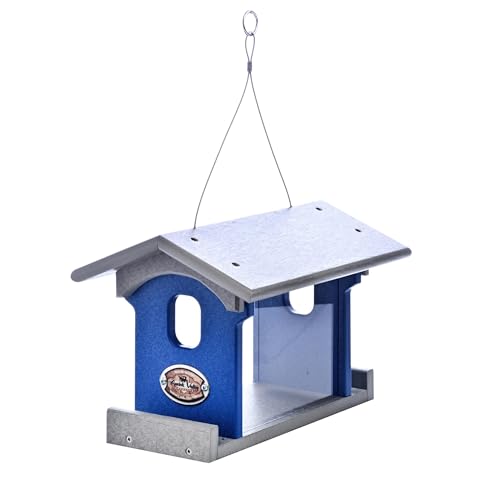 Poly Bluebird Feeder Durable Hanging Weather-Resistant Mealworm and Wild Bird Feeder Outdoor Feeder for Blue Birds Easy Fill-Clean Design Handcrafted in The USA (Blue-Grey) - color: Blue-Grey