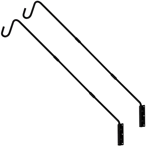 Juegoal 2 Pack Heavy Duty Deck Hook, 25 Inch or 36 Inch Wall Mounted Extended Reach Deck Hook Wall Pole Plant Bracket for Hanging Bird Feeder, Plants, Suet Baskets, Lanterns, Wind Chimes - size: 2 Pack