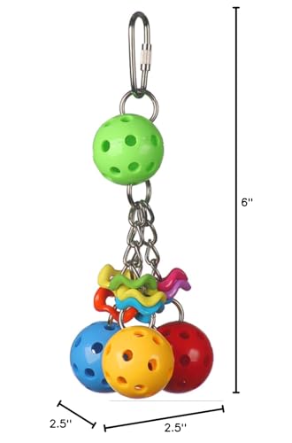 Super Bird Creations SB1093 Jingleberries Bird Toy - Colorful Plastic Toy Balls with Bells for Small/Medium Birds - Parrotlets Parakeets Cockatiels - Encourage Beak Health & Dexterity - 6"x 2.5"x 2.5"