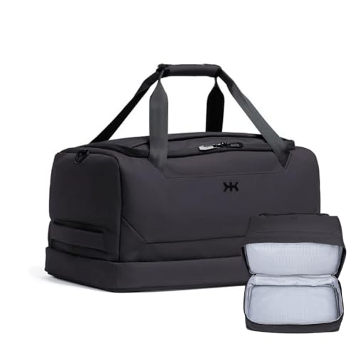 Knack Expandable Travel Duffel Midnight Black | 35L Duffel with hidden, separate 13L compartment easily organizes 4-5 days of travel gear. - color: Midnight Black, style: Travel Duffel