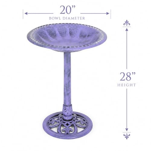 Backyard Expressions Outdoor Garden Bird Bath - Lilac Purple - Weather Resistant Polyresin - 27 Inch - color: Lilac Purple
