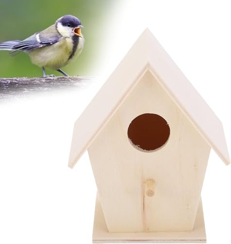 Wooden Bird House, DIY Bird Feeder Houses Unfinished Birdhouse Decorative for Decorations Indoors Gardens(Single layer No. 3)
