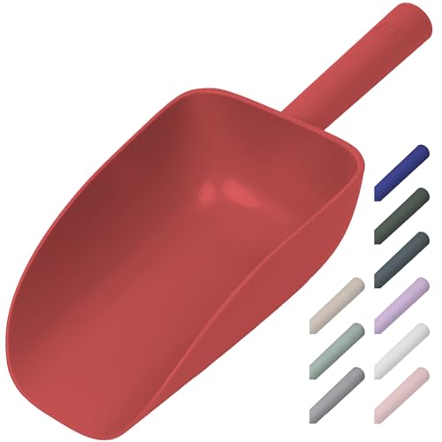 Extra Big Multipurpose Scoop– Solid Deep Scooper for Any Household – Disposing/Replacing Litter – Big Size Animal Pet Food Shovel – 44oz - color: RED