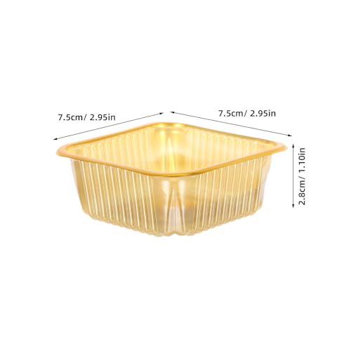 100pcs Disposable Mooncake Packaging Trays with Gold Thickened Plastic, Single Mini Cake Container for Egg Yolk Pastry and Biscuit, Festival Party Bakery Supply
