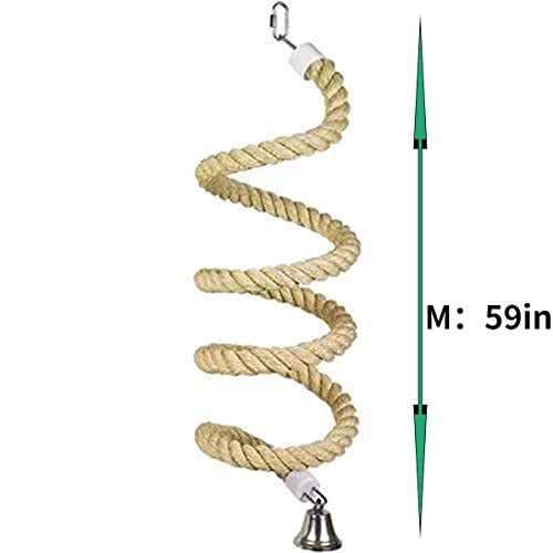Bird Spiral Rope Perch, Bird Hemp Rope Swing Perch, Bird Cage Stand Pole Accessories, Bird Standing Climbing Toy for Parrot Parakeet Budgies Lovebirds Cockatiels (Medium) - size: Medium