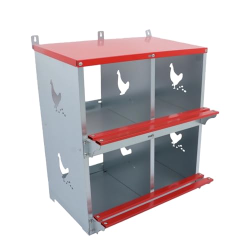 Chicken Nesting Boxes 4 Compartment Metal Poultry Nest Box for Hens Wall Mount