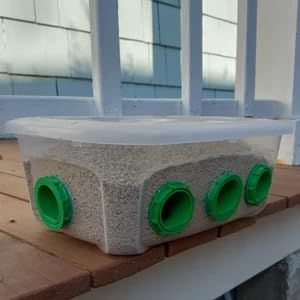 Quail & Chick Port Feeder by NWQuailFarm NO Waste Feed Saver for DIY Bucket Pail Bin Container Coturnix (4 Pack) Red