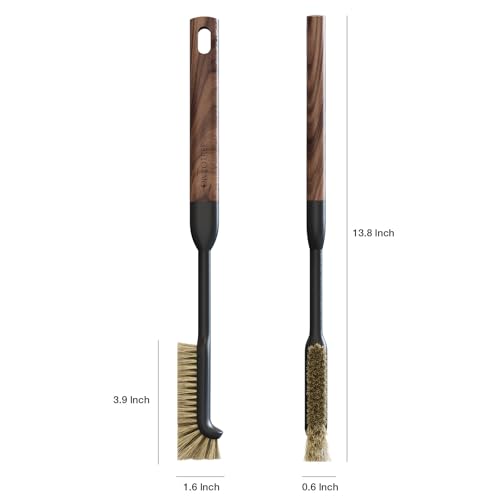 Cleaning Brush, Diveotree Hard Bristle Brush for Deep Cleaning Grout, Sink, Cup, Teapot, Bottle, Blender, Multi-Purpose Brush wih Long Handle for Kitchen (Brown) - color: Brown