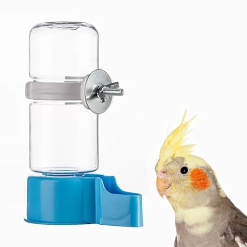 Pet Bird Automatic Water Feeder, 4.73 Fl Oz Parrot Water Dispenser, Bird Cage Suspended Automatic Water Dispenser for Parakeet Budgie Lovebirds Canary Cockatiel (Blue) - color: Blue